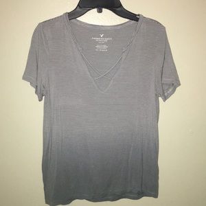 Striped ombré cross front top